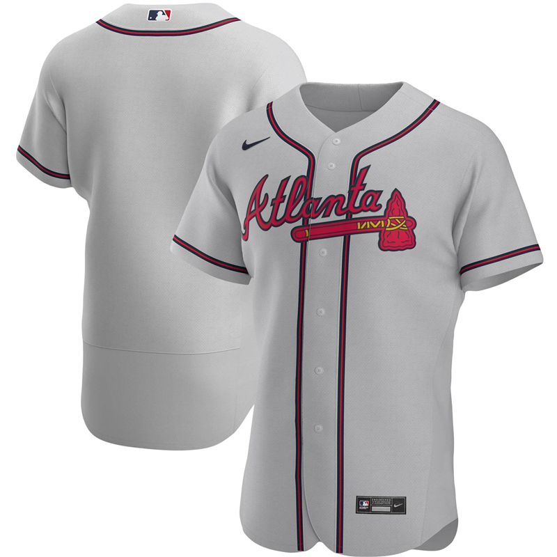 2020 MLB Men Atlanta Braves Nike Gray Road 2020 Authentic Official Team Jersey 1->atlanta braves->MLB Jersey